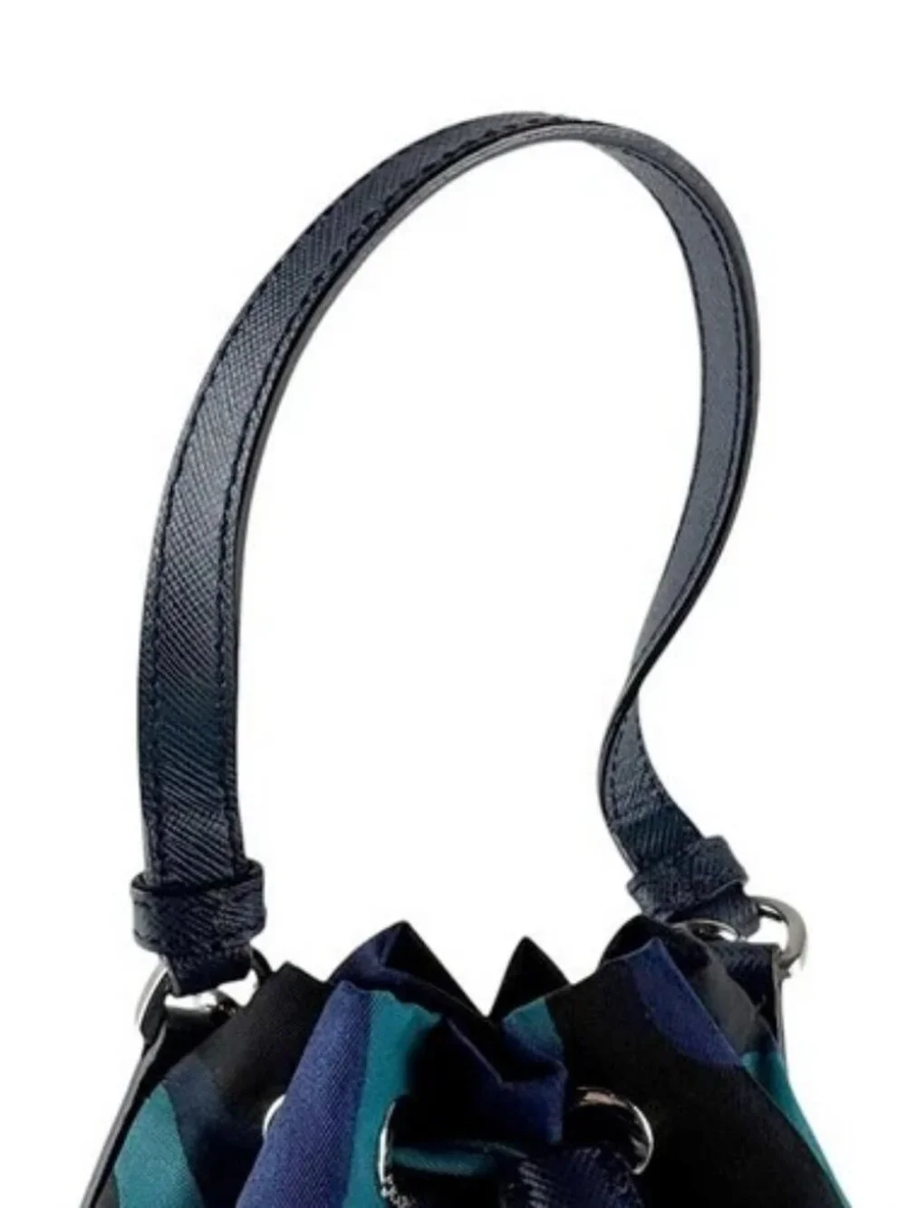 Auth PRADA Handbag Crossbody Shoulder Bag Navy/Black/Blue Nylon/Leather - z9367 - Picture 10 of 13